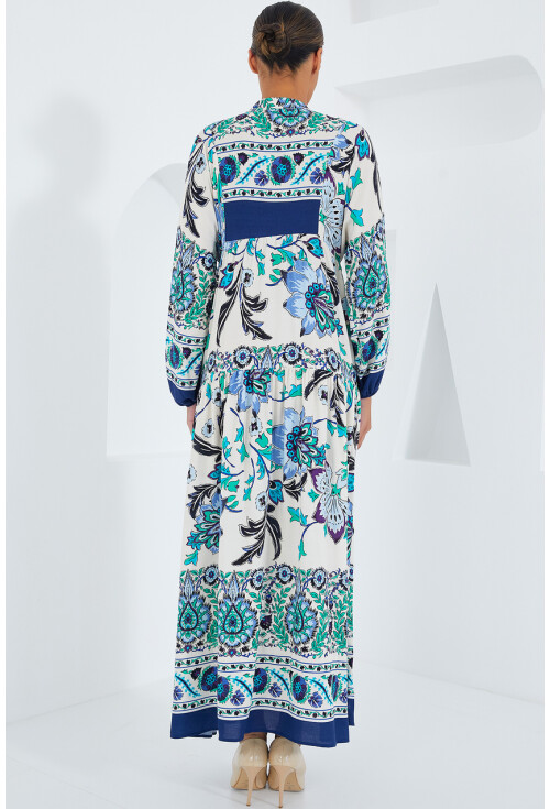 2423 Otantik Desenli Elbise