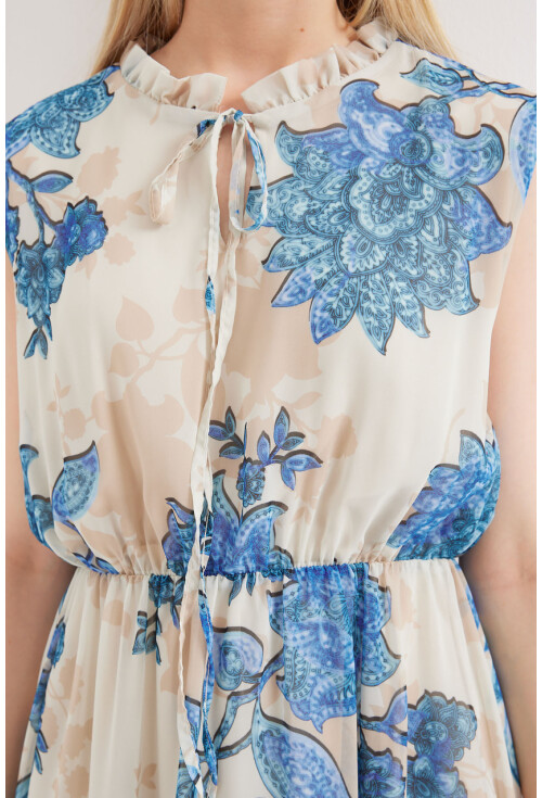 2503 Patterned Sleeveless Chiffon Dress