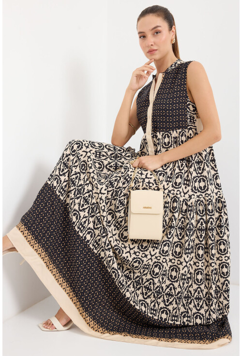 2515 Sleeveless Full-Length Viscose Dress With Pattern
