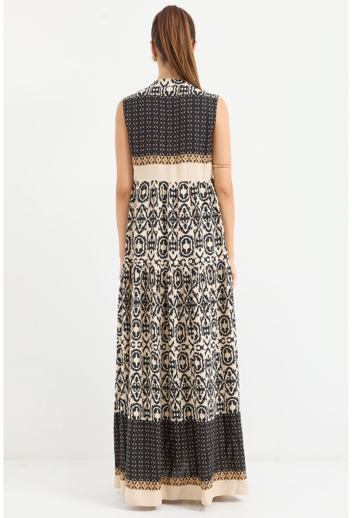 2515 Sleeveless Full-Length Viscose Dress With Pattern