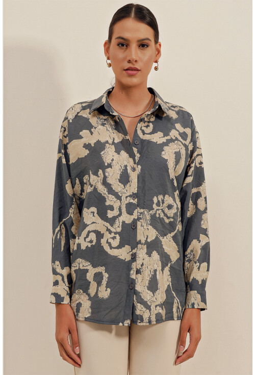 3900 Oversize Uzun Basic Gömlek