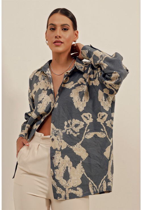 3900 Oversize Uzun Basic Gömlek