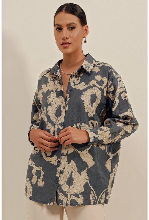 3900 Oversize Uzun Basic Gömlek