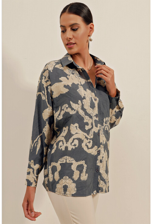 3900 Oversize Uzun Basic Gömlek