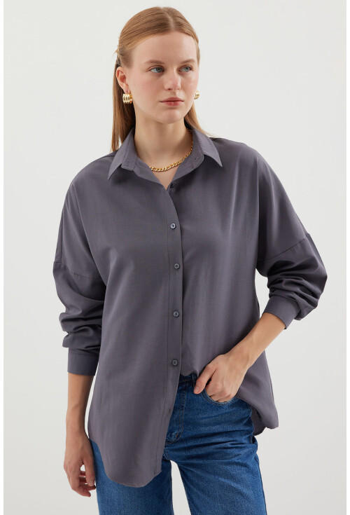 3900 Oversize Uzun Basic Gömlek
