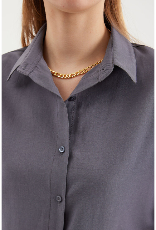 3900 Oversize Uzun Basic Gömlek