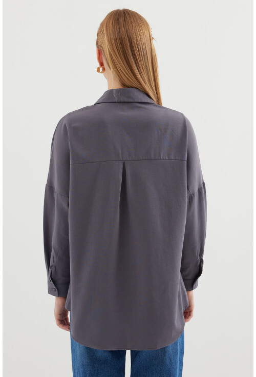 3900 Oversize Uzun Basic Gömlek