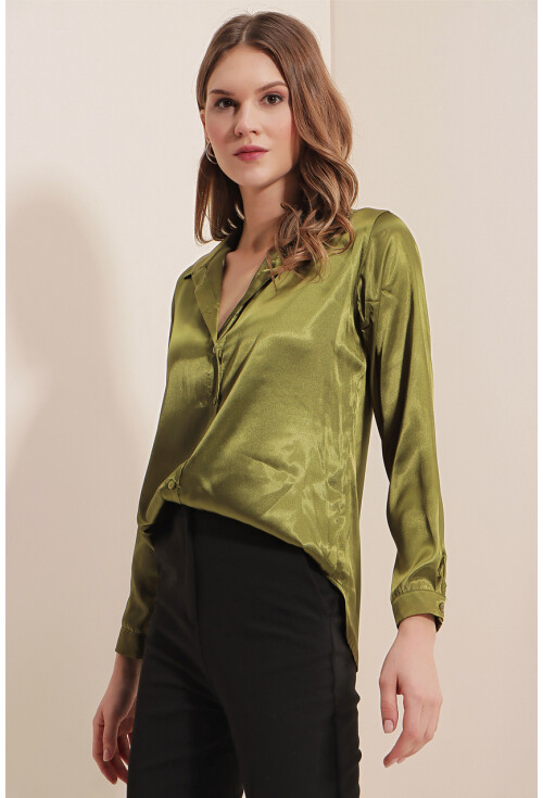 3964 Light Draped Satin Shirt