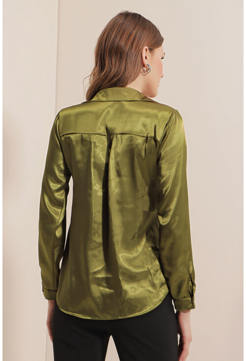 3964 Light Draped Satin Shirt