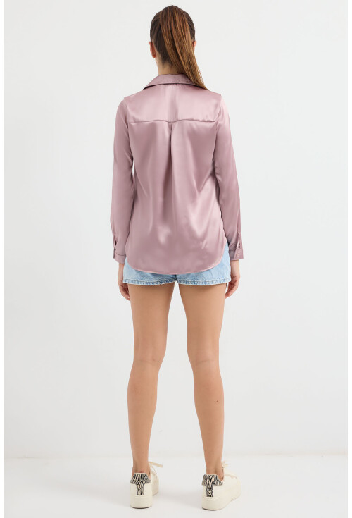 3964 Hafif Dökümlü Saten Gömlek