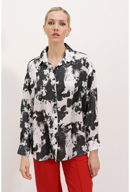 3964 Light Draped Satin Shirt