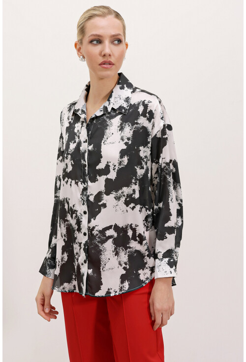 3964 Light Draped Satin Shirt