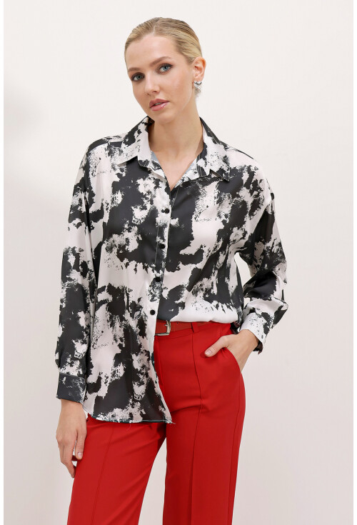 3964 Light Draped Satin Shirt