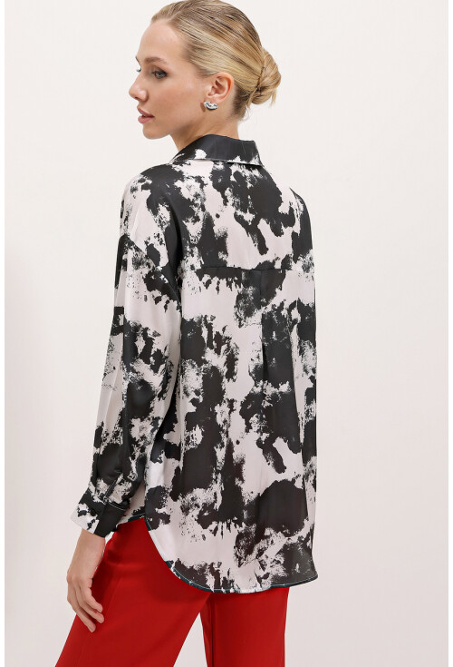 3964 Light Draped Satin Shirt