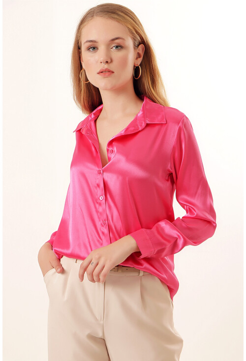 3964 Light Draped Satin Shirt