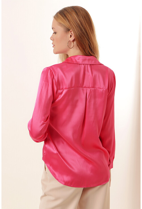 3964 Light Draped Satin Shirt