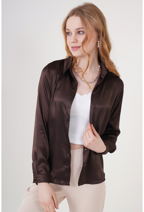 3964 Light Draped Satin Shirt