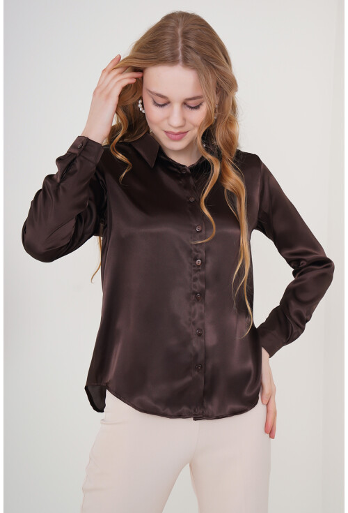 3964 Light Draped Satin Shirt