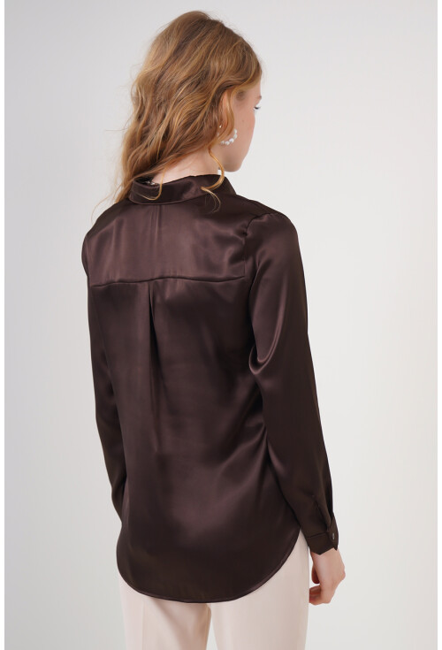 3964 Light Draped Satin Shirt