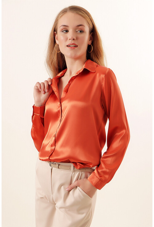 3964 Light Draped Satin Shirt