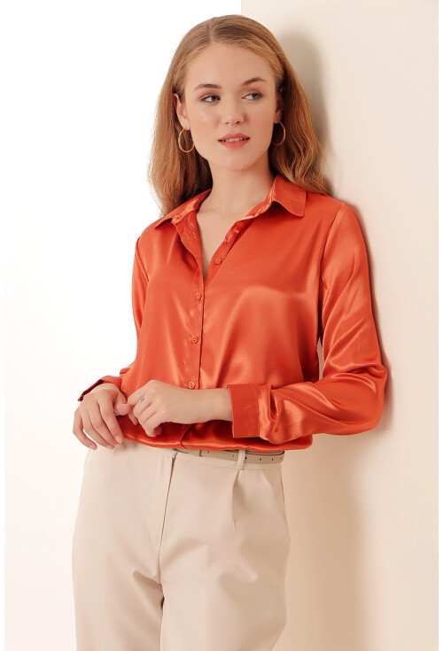 3964 Light Draped Satin Shirt