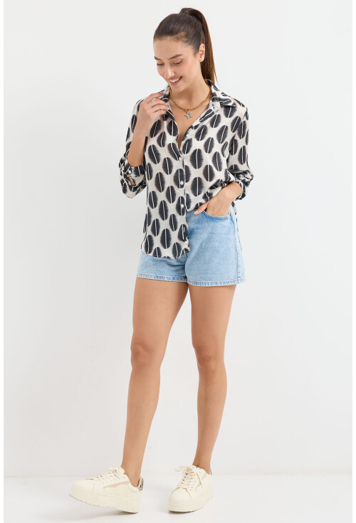 3964 Light Draped Satin Shirt