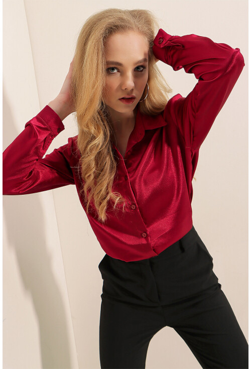 3964 Light Draped Satin Shirt