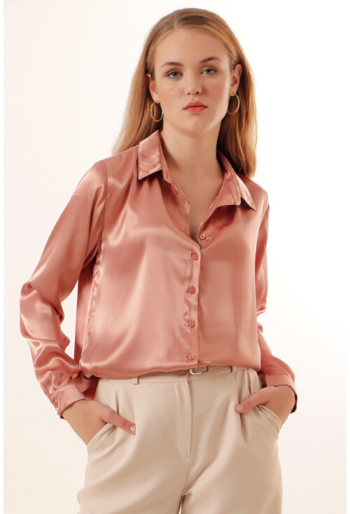 3964 Light Draped Satin Shirt