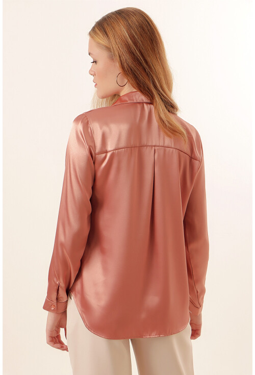 3964 Light Draped Satin Shirt