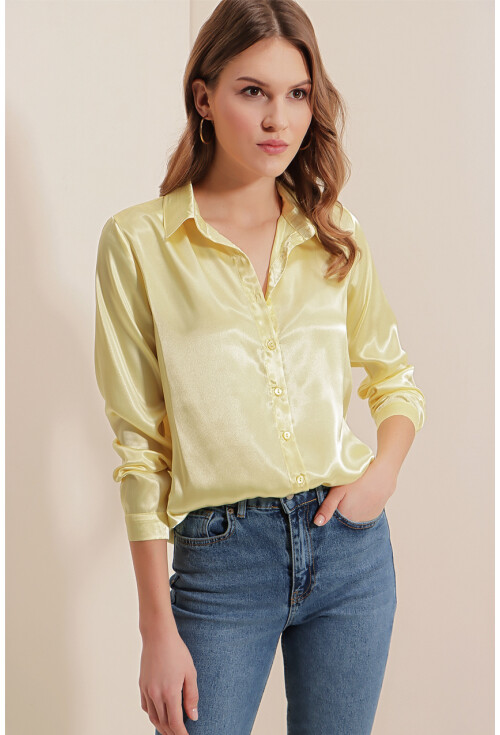 3964 Light Draped Satin Shirt