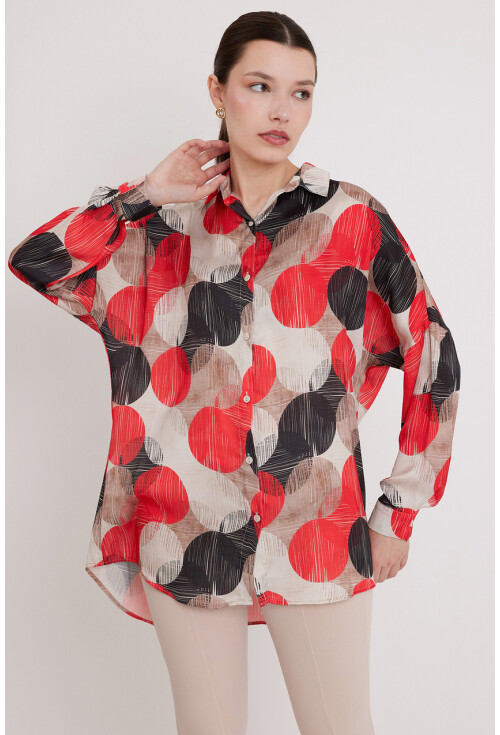 3985 Oversized Satin Shirt