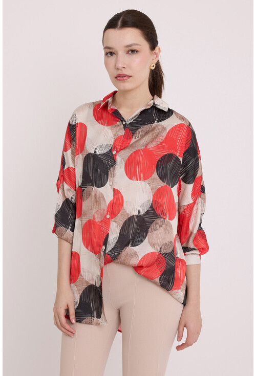 3985 Oversized Satin Shirt