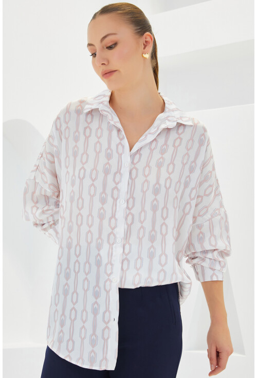 3985 Oversized Satin Shirt