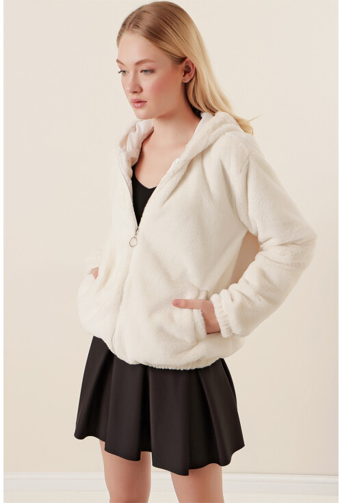 5091 Kapşonlu Kürklü İçi Astarlı Mont