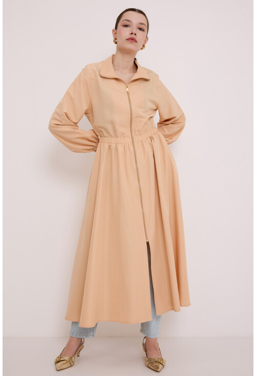 5912 Zippered Long Trench Coat