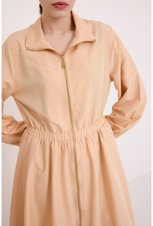 5912 Zippered Long Trench Coat
