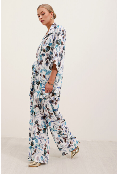 6607 Patterned Linen Two-Piece Set