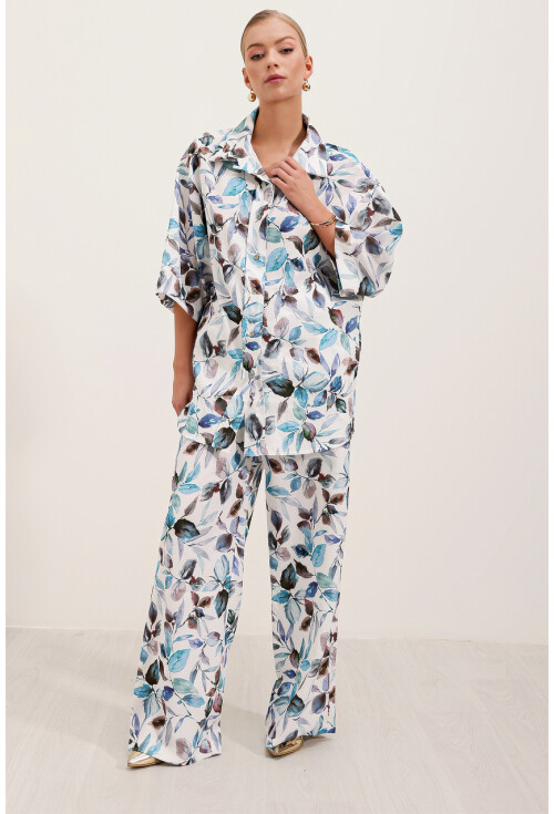 6607 Patterned Linen Two-Piece Set