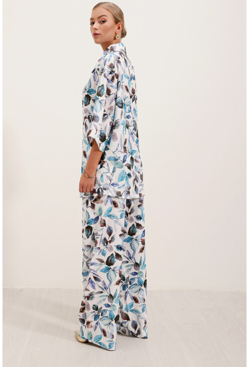 6607 Patterned Linen Two-Piece Set