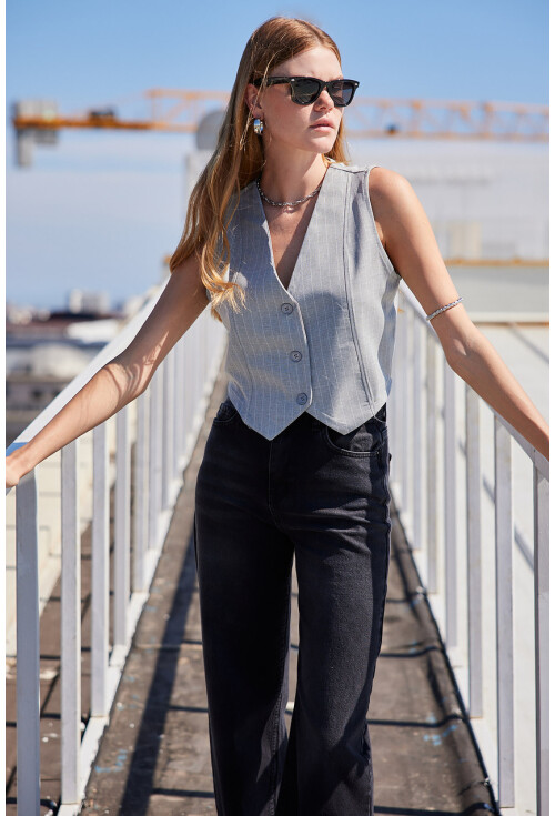 6794 Striped Woven Vest