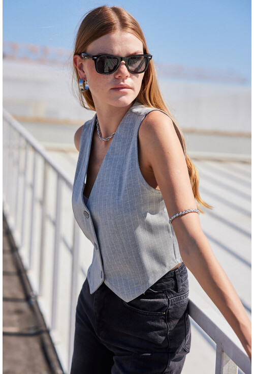 6794 Striped Woven Vest
