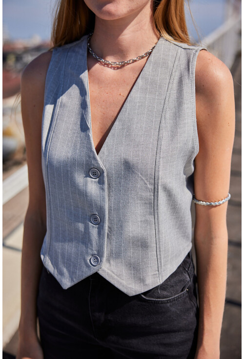6794 Striped Woven Vest