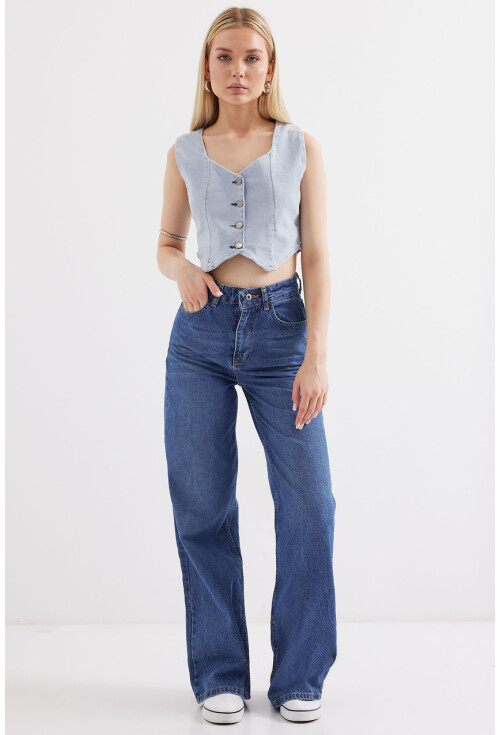 6797 Crop Denim Vest