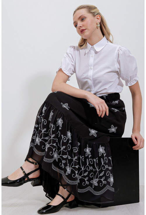 8010 Patterned Chiffon Skirt