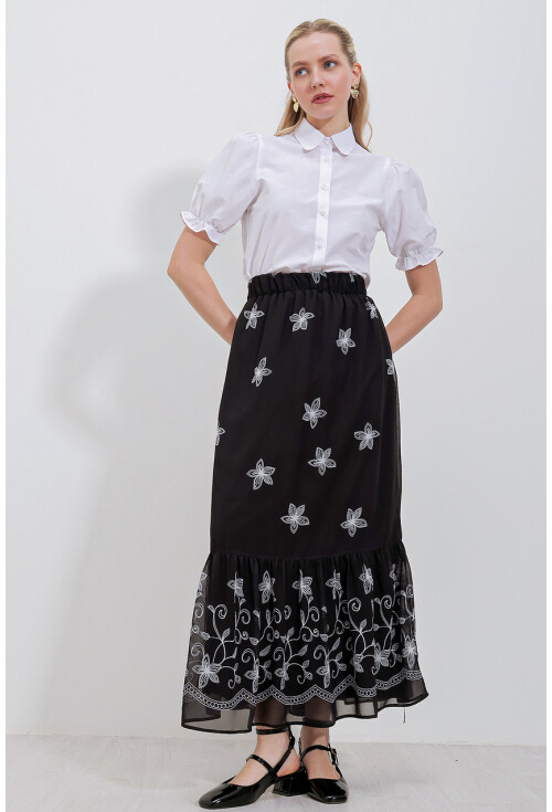 8010 Patterned Chiffon Skirt