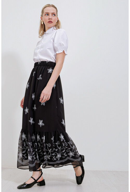 8010 Patterned Chiffon Skirt