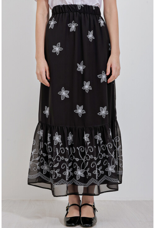 8010 Patterned Chiffon Skirt