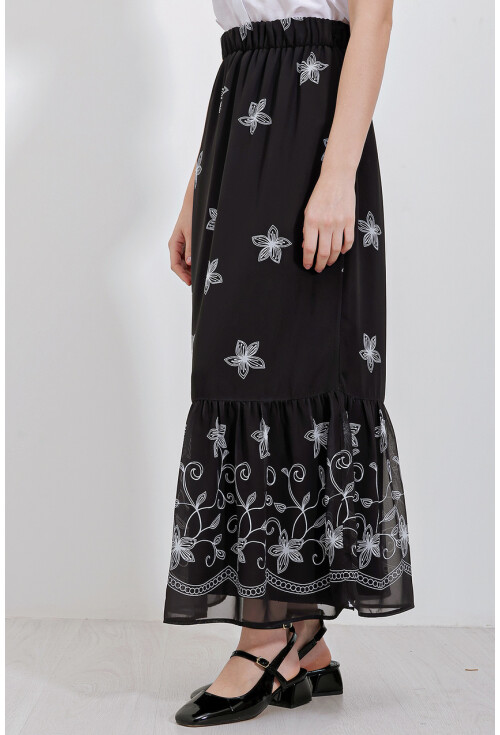 8010 Patterned Chiffon Skirt