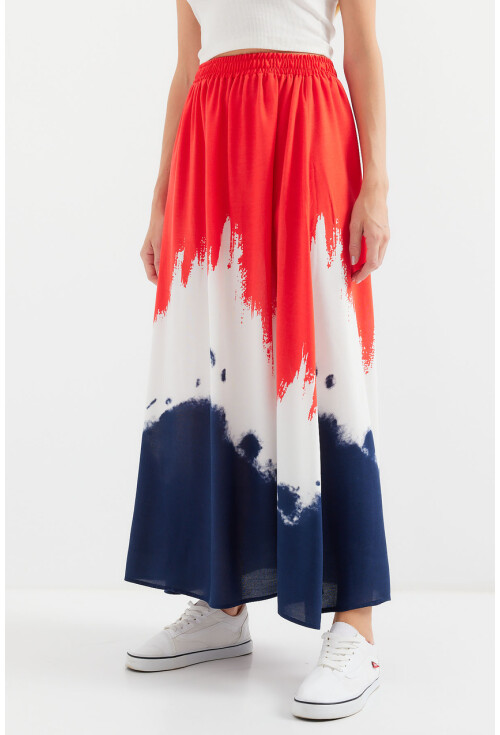 8025 Patterned Long Viscose Skirt