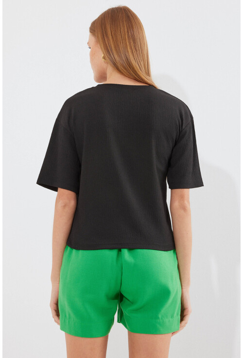 912 Baskılı Örme Basic Tişört